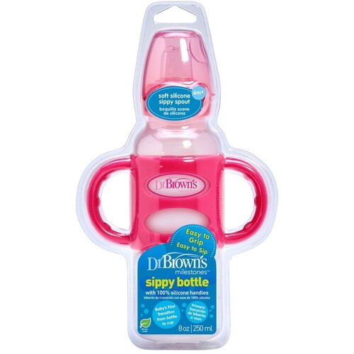 Dr.browns Dr. Brown&amp;#039;s tranzicijska boca meki kljun i silikonske ručke - Y Cut, 250ml, 6 + mj, roza Slike