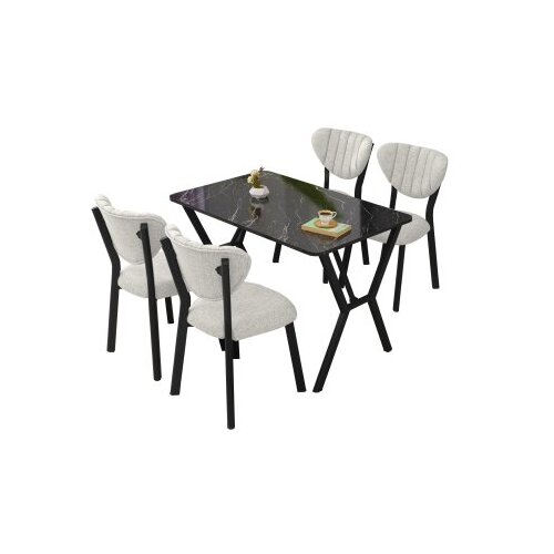 Hanah home Trpezarijski sto i stolice Elma, Krem-crni Slike