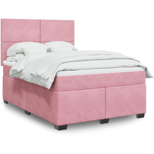 The Living Store Box spring postelja z vzmetnico roza 140x190 cm žamet - Box Spring Postelja, (21492074) Cene