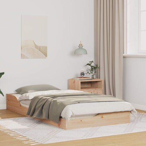 vidaXL Posteljni okvir Rjava 75 x 190 cm Masivno borovo les Cene