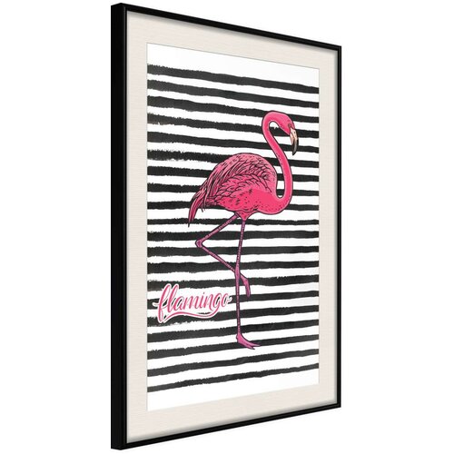  Poster - Flamingo on Striped Background 20x30 Slike