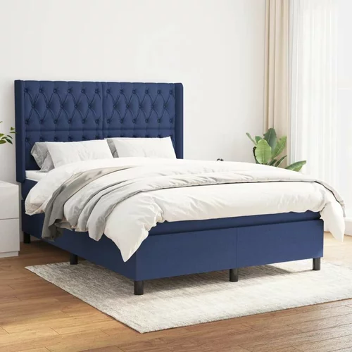  Box spring postelja z vzmetnico modra 140x200 cm blago, (20892864)