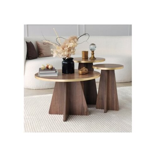 Hanah home set stolova mushroom 2 gold walnut Slike