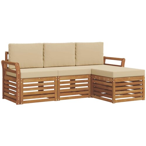  Set vanjskih sofa 4 kom. Prirodna i bež Bijela 193,5 x 122,5 x 73 cm Slike