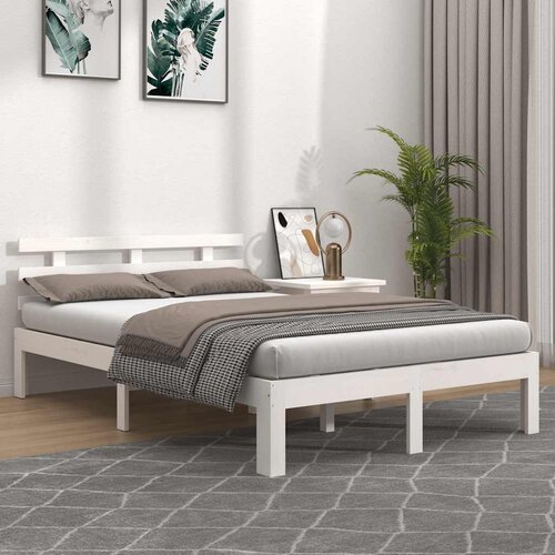  Okvir za krevet od masivnog drva bijeli 200 x 200 cm Slike