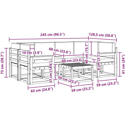  Set vanjskih sofa 7 kom. Prirodna i krem Slike