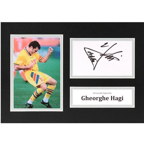  Gheorghe hagi signed A4 photo display romania autograph memorabilia coa Cene