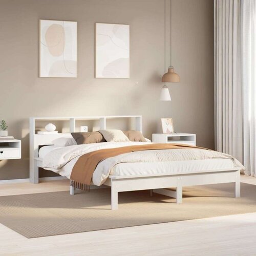 vidaXL Knjižna postelja brez vzmetnice bela 120x200 cm trdna borovina Cene