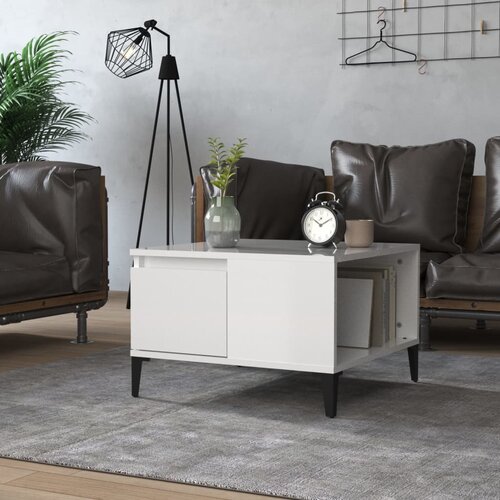 vidaXL Klubska mizica visok sijaj bela 55x55x36,5 cm inženirski les Cene