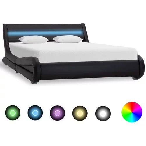 vidaXL okvir za krevet od umjetne kože s LED svjetlom crni 160x200 cm