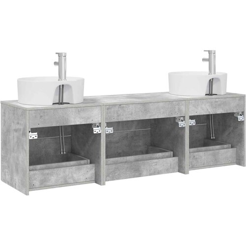  Set ormarića za kupaonicu 3 kom. Betonska siva 62,5 x 44,5 x 50 cm Slike