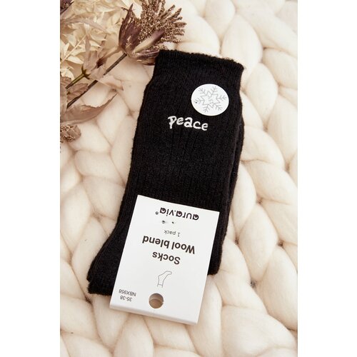 Kesi Women's warm socks with black lettering Slike