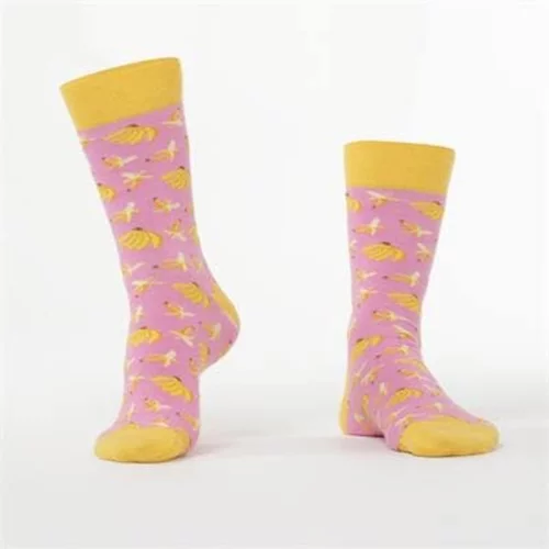Fasardi Men's pink socks with bananas