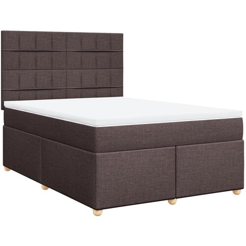 VidaXL Box spring postelja z vzmetnico temno rjava 160x200 cm blago, (21305841) Slike