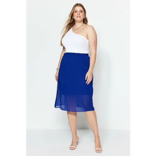 Trendyol Curve Plus Size Skirt - Blue - Midi