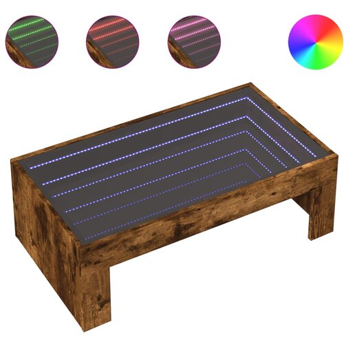 Maison Chic Klubska mizica - kavna mizica - Nizka mizica z neskončnimi LED dimljen hrast 90x50x30 cm, (21752052) Cene