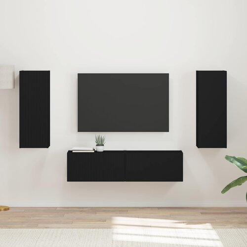  Set TV komoda Zidne 2 pcs Crna Konstruirano drvo Cijene