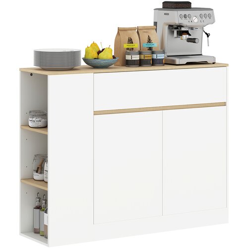HOMCOM komoda MDF, steklo 90D x 38&Scaron; x 86V cm Bel, (5000242522) Cene