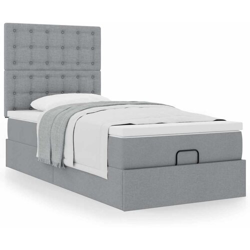 vidaXL Otomanski posteljni okvir z vzmetnico siv 100x200 cm blago Cene