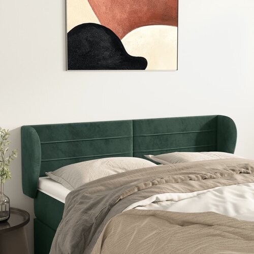 The Living Store Vzglavje z ušesi temno zeleno 147x23x78/88 cm žamet - Vzglavje, (21659208) Cene