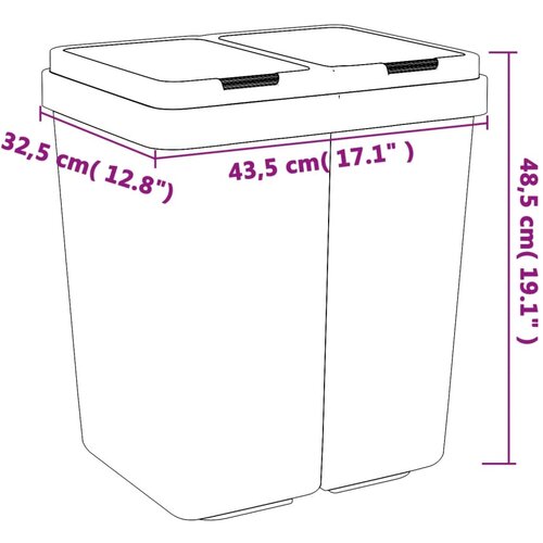 VidaXL Dvostruka kanta bijela 2 x 25 L Slike