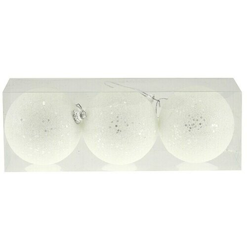  kuglica za božićno drvce (bijele boje, plastika, promjer: 8 cm, 3 kom.) Cene