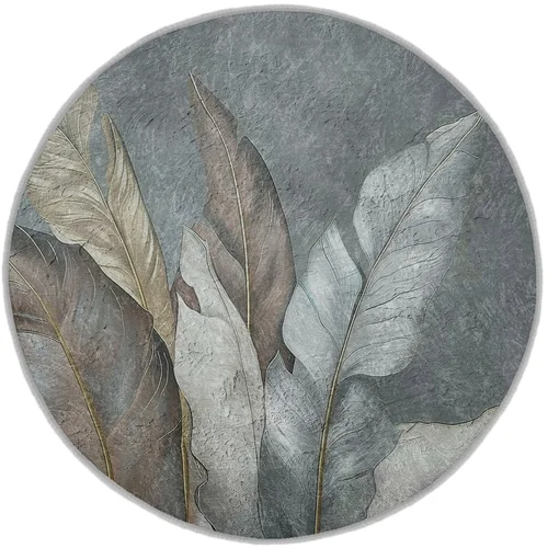 Mila Home Zelena/siva pralna okrogla preproga ø 150 cm Dusty Leaves –