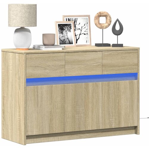vidaXL TV omarica z LED sonoma hrast 91x34x61 cm inženirski les Cene