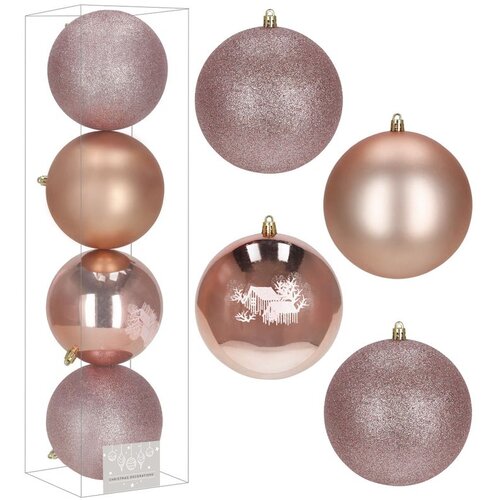  Set Božićnih kuglica 12 cm - 4 komada, ružičasta Cene