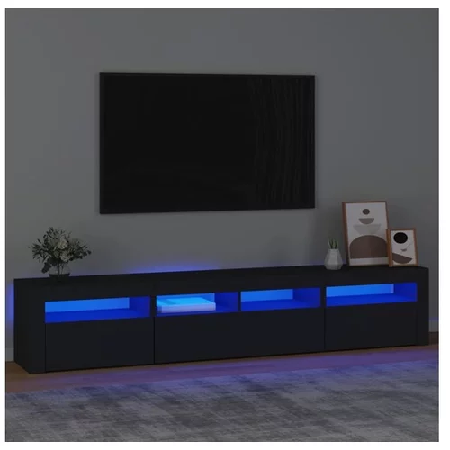  TV omarica z LED lučkami črna 210x35x40 cm
