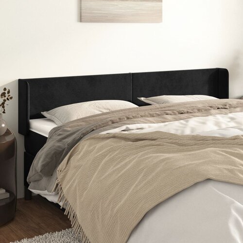 VidaXL Uzglavlje s u&amp;scaron;ima crni 203x16x78/88 cm bar&amp;scaron;unasti Slike
