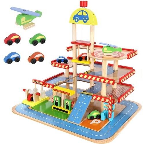 Northix Leseni igralni set Kruzzel Parking z avtomobili, (5000549703) Slike