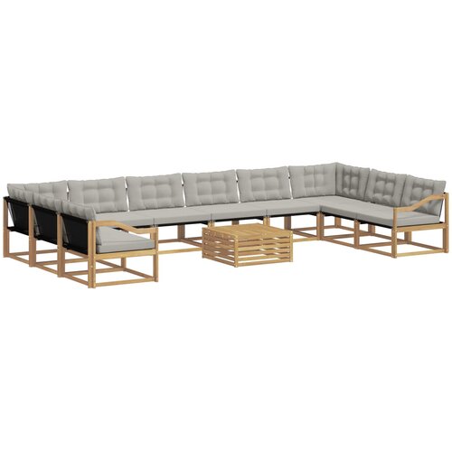 vidaXL Zunanja garnitura za sedenje 11 pcs Bela in svetlo siva, (5000281030) Cene