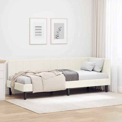 vidaXL Kutni okvir kreveta s uzglavljem Krema 80 x 200 cm Baršun Cene