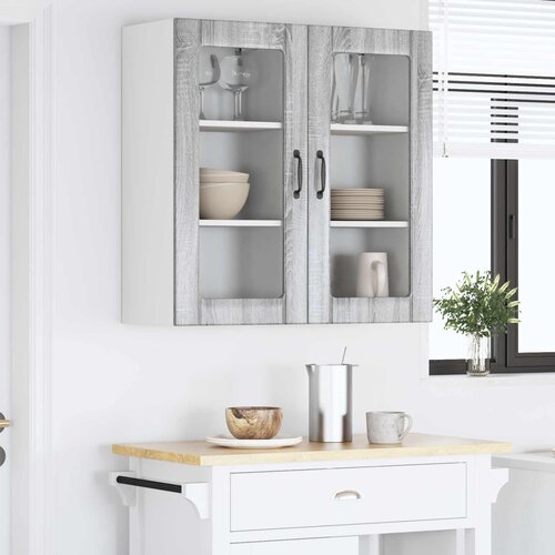  Zidni stakleni ormarić 2 pcs Siva Sonoma 40 x 31 x 80 cm Slike