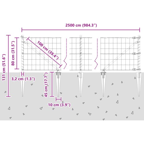 vidaXL Euro Ograda s 13 šiljaka 0.8x25 m Galvanizirano Čelik Siva Cene