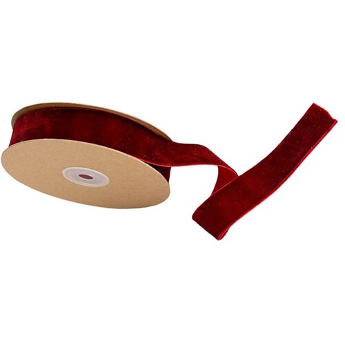 INF 2.5cm x 10m Žametni Trak - Enostranski Flok Trak za DIY Obrt & Božični Okras WineRed, (5000165791) Cene