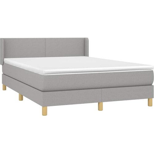 Krevet s oprugama i madracem svjetlosivi 140x190 cm od tkanine Slike