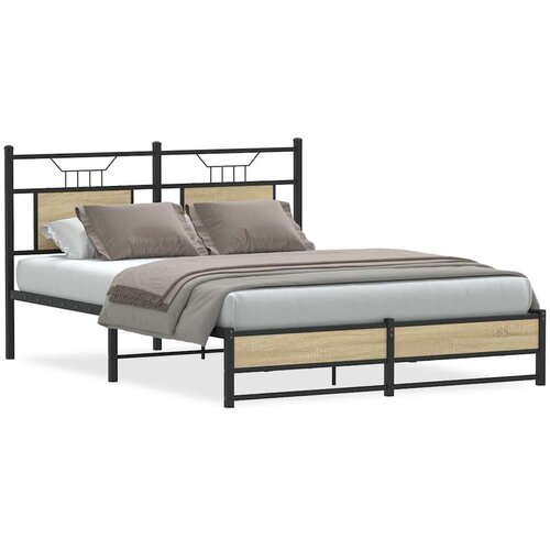 Posteljni okvir brez vzmetnice hrast 137x190 cm inženirski les, (21829235) Slike