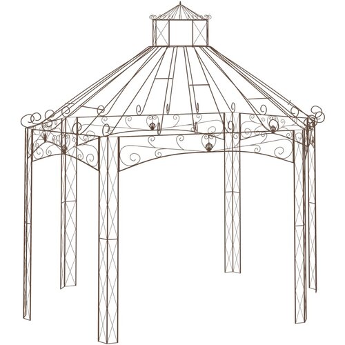 vidaXL Vrtni paviljon antično rjav 400x258x378 cm železo Cene