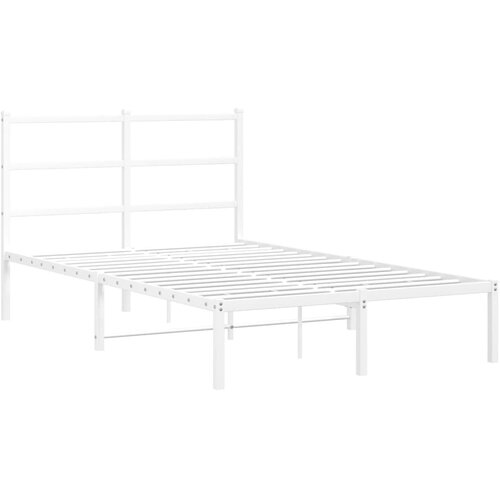  Metalni okvir za krevet s uzglavljem bijeli 120 x 190 cm Slike