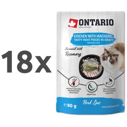 Ontario Cat Herb Line vrečka - pi&scaron;čanec in sku&scaron;a - 80 g 18 x 80 g Cene