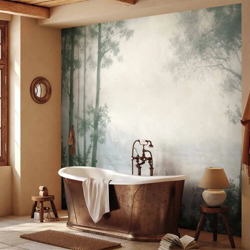  Foto tapeta - Retro Landscape - Grove Trees and Pond in Patinated Shades of Green 300x210 Vodootporna Cijene
