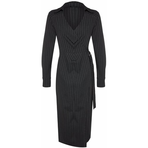 Trendyol Black Double Breasted Striped Woven Dress Slike