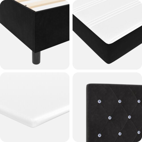 VidaXL Box spring krevet s madracem i LED svjetlom Crna 100x200 cm Bar&amp;scaron;un Slike