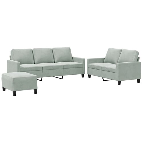 Maison Chic Sedežna garnitura - kavč 3-delna z blazinami svetlo siv žamet, (21729015) Cene