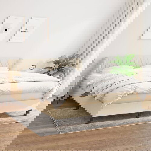 The Living Store Box spring postelja z vzmetnico krem 140x190 cm blago - Box Spring Postelja, (21512880) Cene