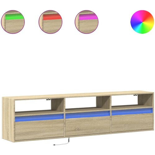 Maison Chic Stenska TV omarica - TV stojalo - Televizijska omarica z LED lučkami sonoma hrast 180x31x45 cm, (21700840) Slike