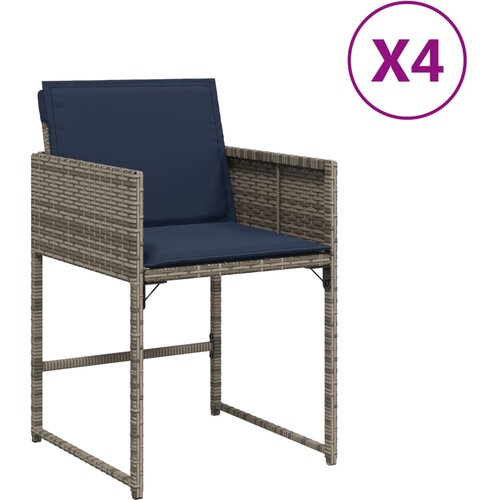 Maison Chic Vrtni stoli - Stol za vrt z blazinami 4 kosi siv poli ratan JS2264, (21876817) Slike