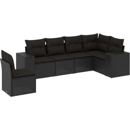 VidaXL 6-dijelni set vrtnih sofa s jastucima crni od poliratana Slike